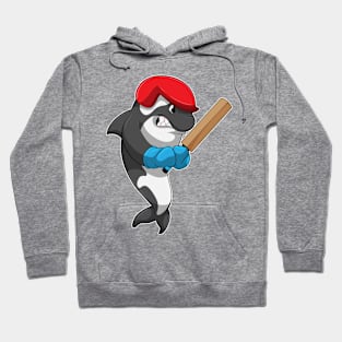 Killer whale at Cricket with Cricket bat Hoodie